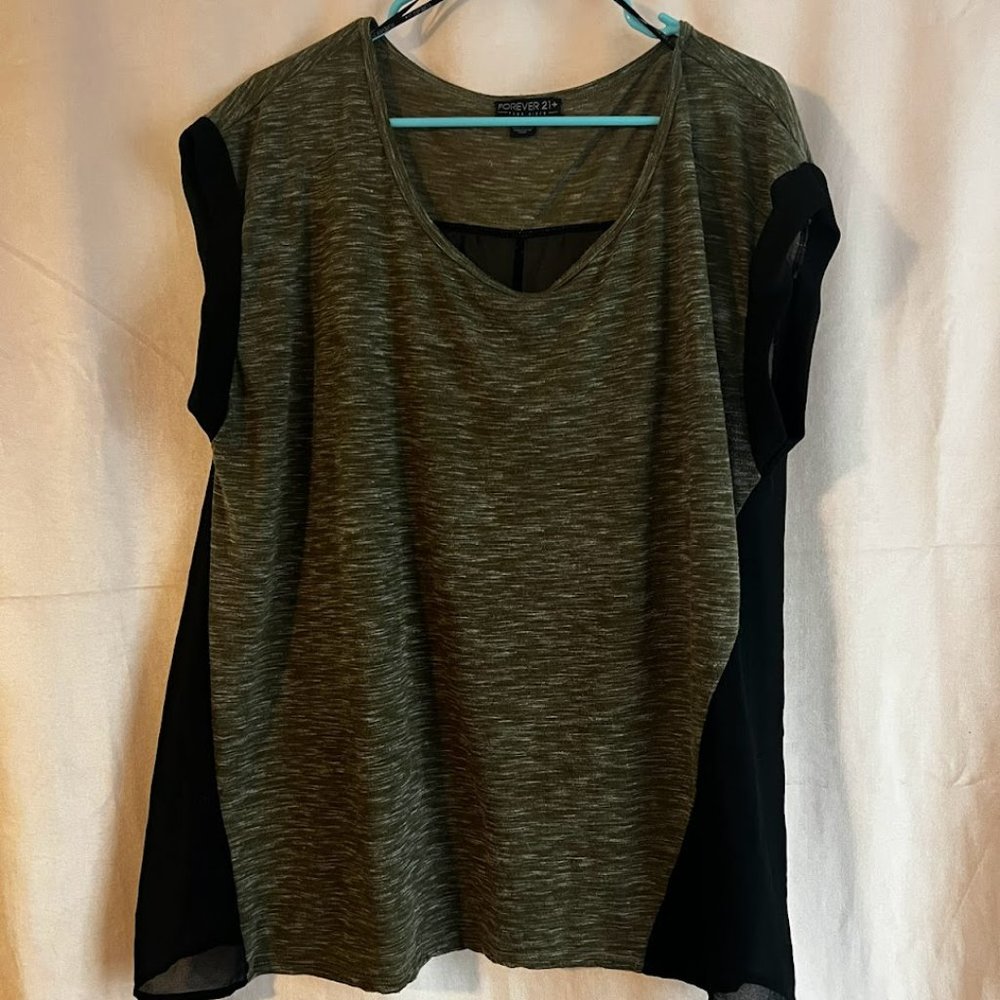 Forever 21+ tee  - 2X, olive & black